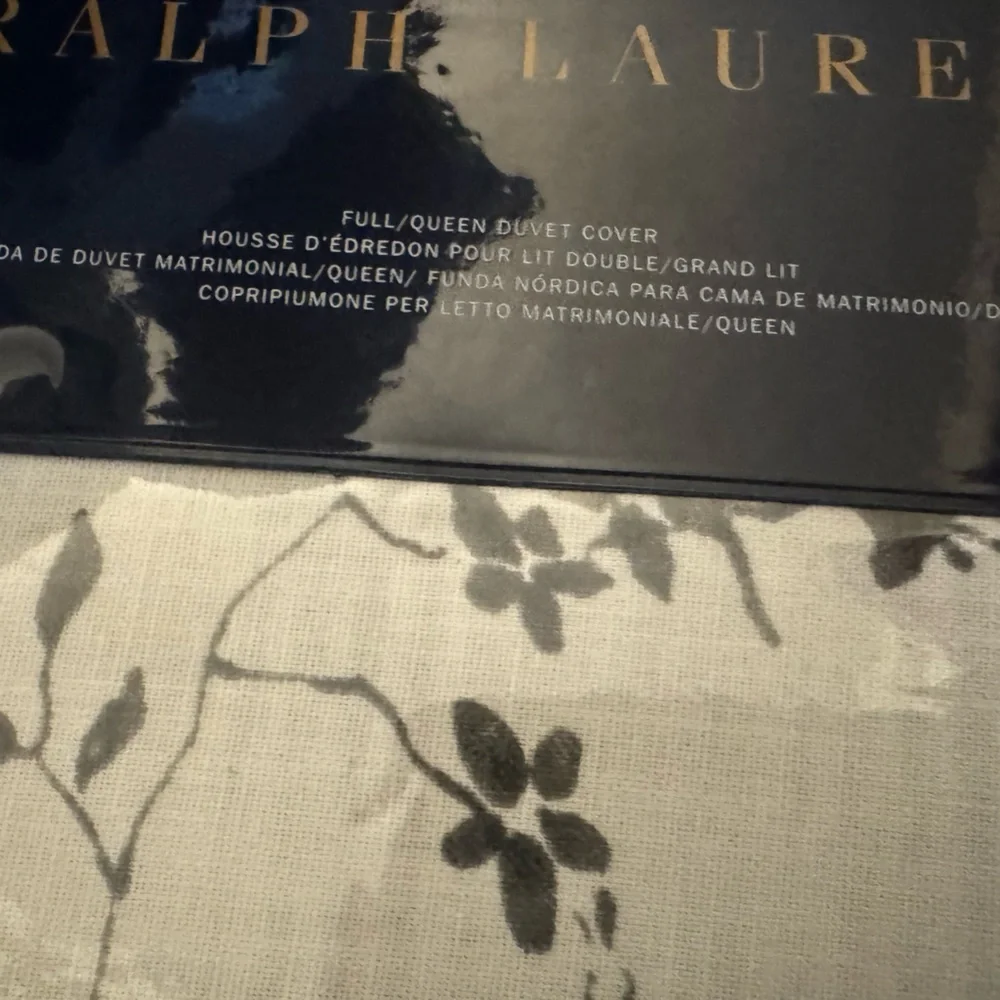 NEW Ralph‎ Lauren Munroe 100% Cotton FULL/QUEEN Duvet Cover Charcoal $400